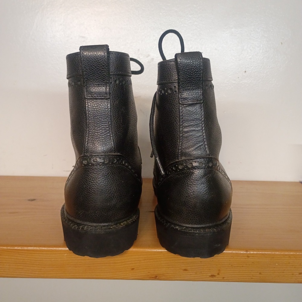 Allen Edmonds Long Branch Black Pebbled Leather Wingtip Boots Men's 10 D Vibram - Picture 3 of 15